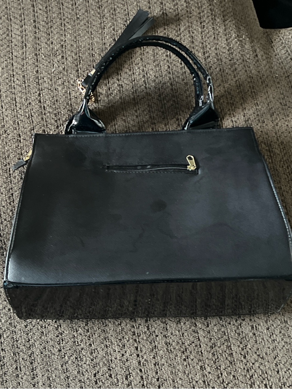 Bell Republic 2020 Black Checkerboard Patent Faux Leather Satchel Handbag - Picture 6 of 13